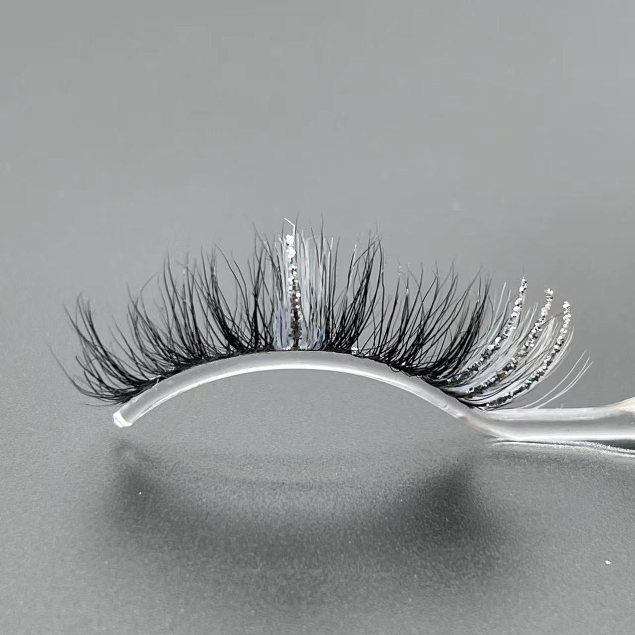 GLITTER MINK HAIR EYELASH WITH WISPY CLUSTERS 15MM M619-82CS