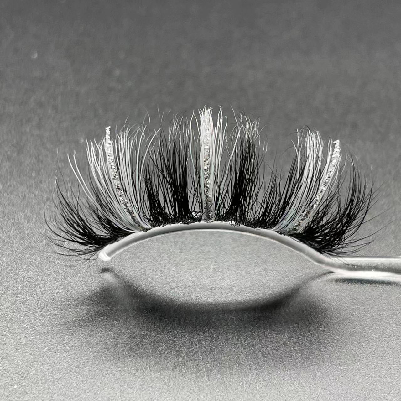 GLITTER MINK HAIR EYELASH WITH WISPY CLUSTERS 25MM 56A-888CS