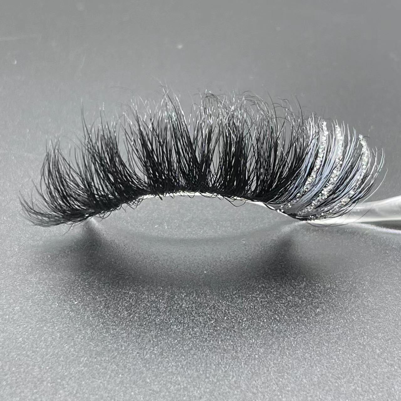 GLITTER MINK HAIR EYELASH WITH WISPY CLUSTERS 25MM 609A-8CS