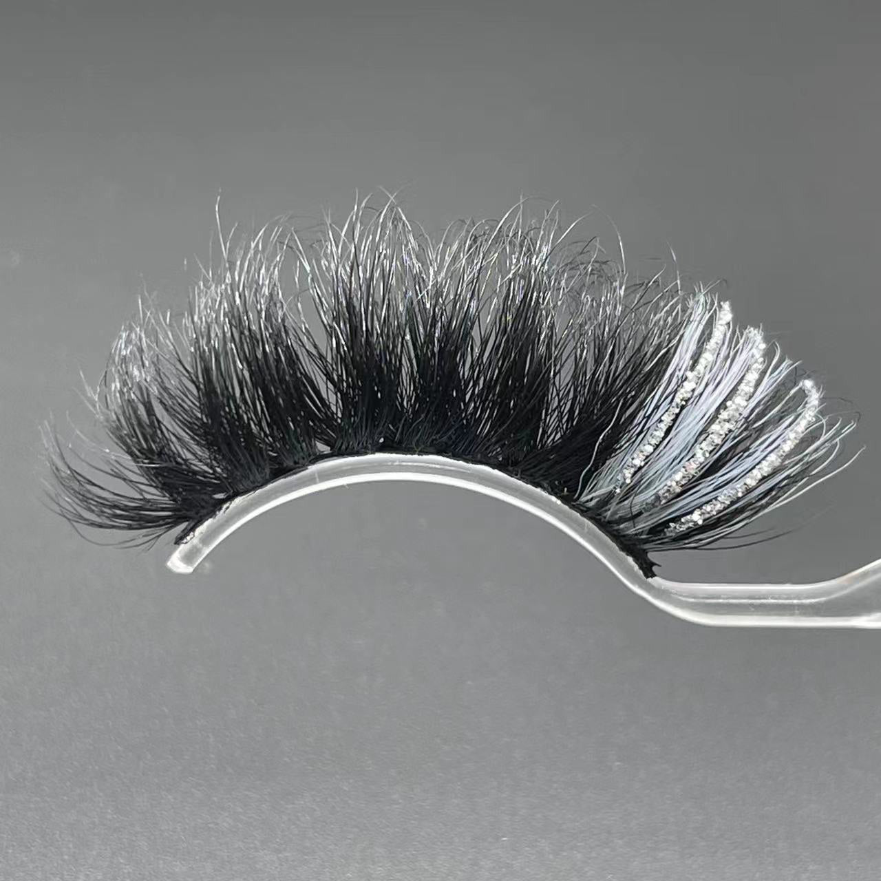 GLITTER MINK HAIR EYELASH WITH WISPY CLUSTERS 25MM 609A-8CS