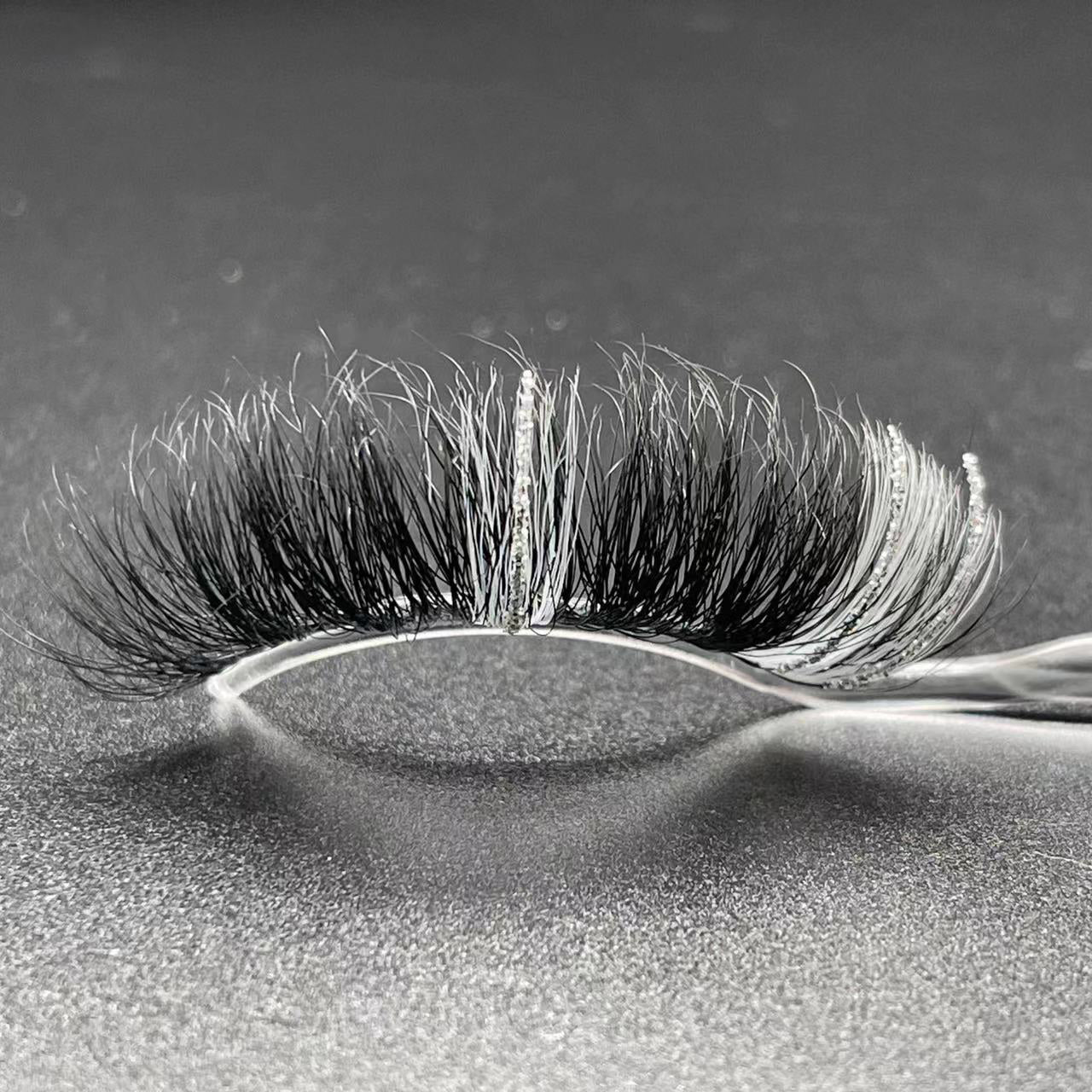 GLITTER MINK HAIR EYELASH WITH WISPY CLUSTERS 25MM 71A-82CS